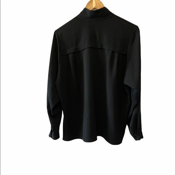 VINTAGEāDIANA CHARLESĀ Black High CollarāBlouse L - Picture 3 of 8